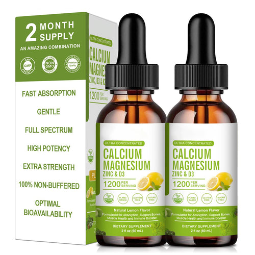 Calcium Magnesium Zinc Liquid Drop - Bone, Muscles, Mood & Sleep Support -Sugar-Free