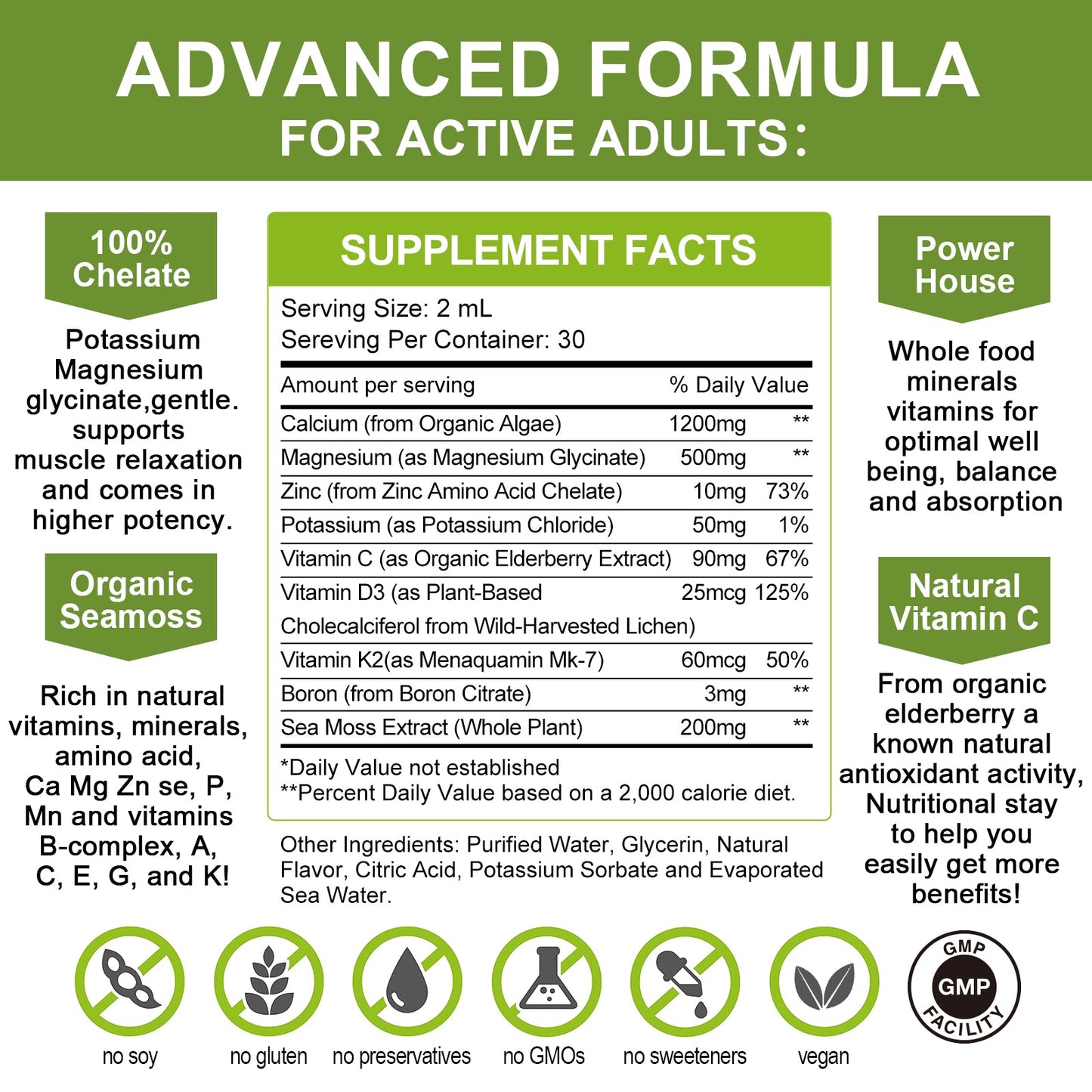 Calcium Magnesium Zinc Liquid Drop - Bone, Muscles, Mood & Sleep Support -Sugar-Free