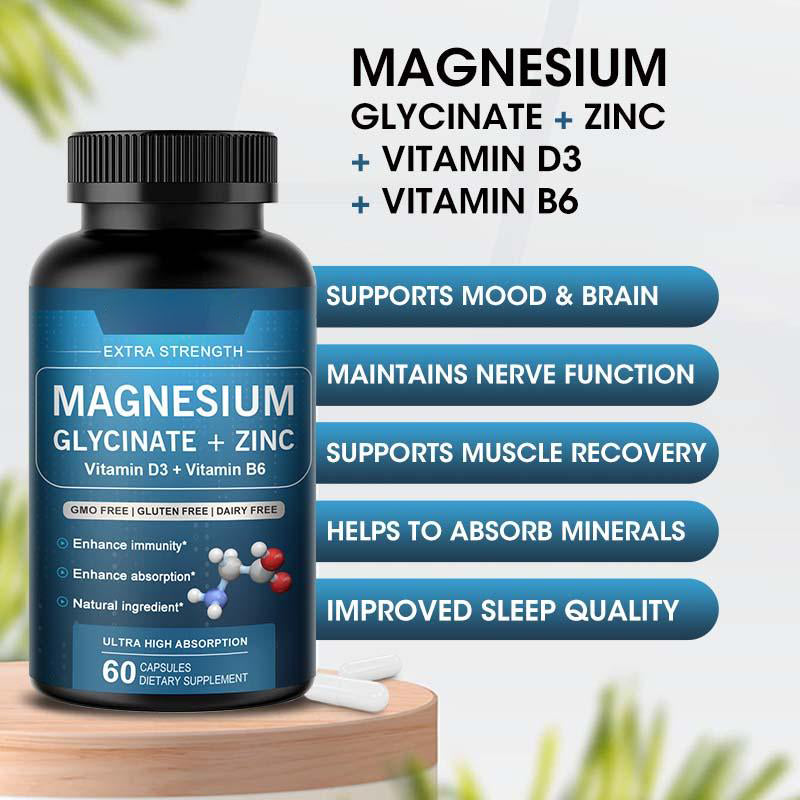 Mulittea Magnesium Glycinate Zinc Capsule Dietary Supplement 120pcs