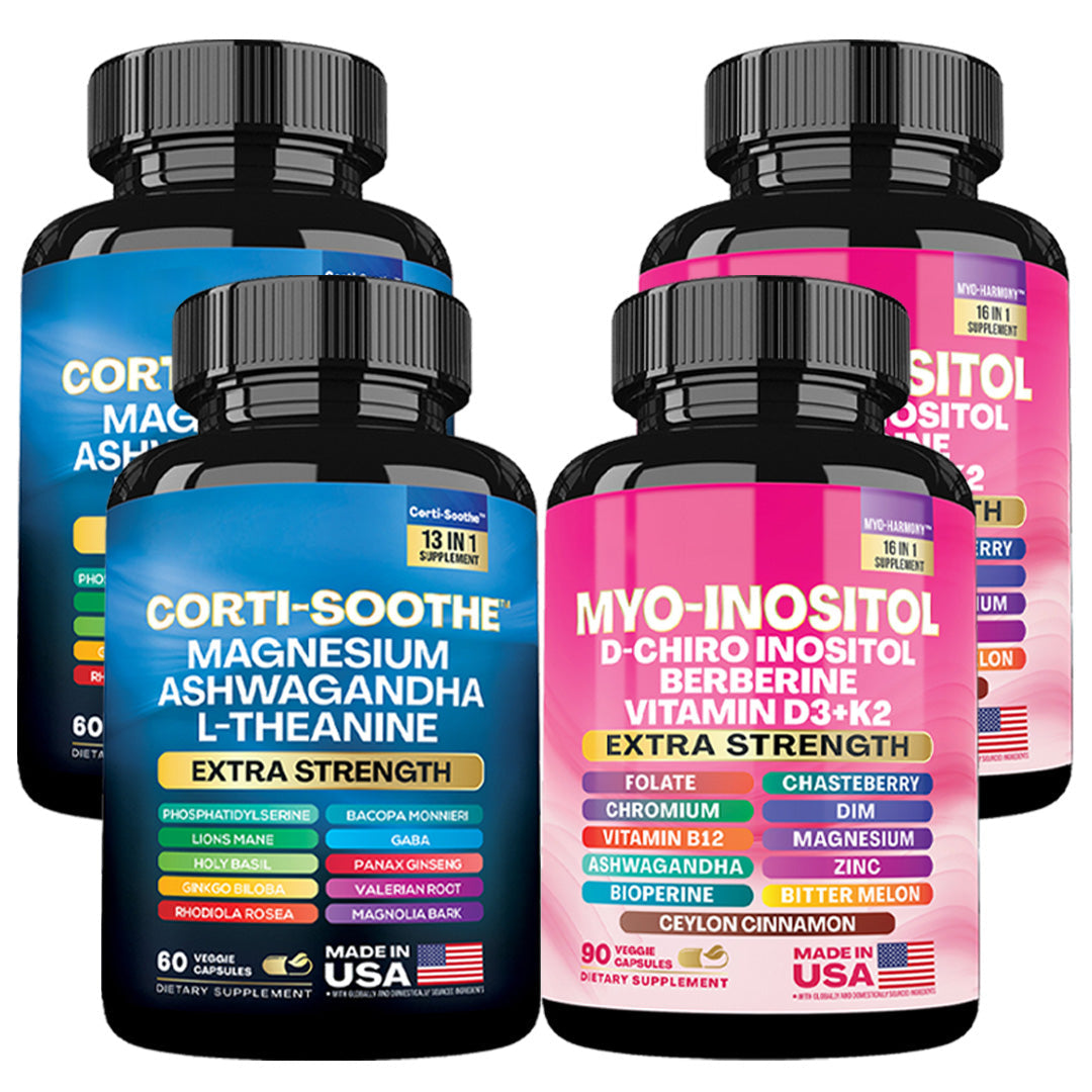 Soothe and Smooth Bundle: Cortisol 60 and Myo-Inositol 90 Capsules Supplement Bundle