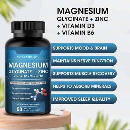 Mulittea Magnesium Glycinate Zinc Capsule Dietary Supplement 120pcs