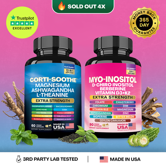 Soothe and Smooth Bundle: Cortisol 60 and Myo-Inositol 90 Capsules Supplement Bundle