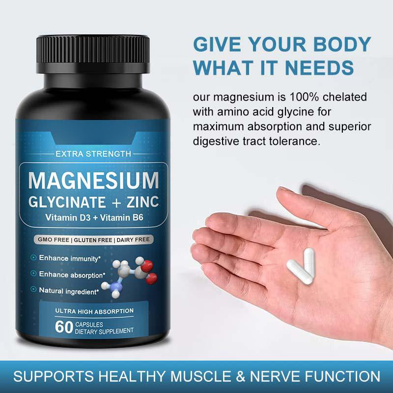 Mulittea Magnesium Glycinate Zinc Capsule Dietary Supplement 120pcs