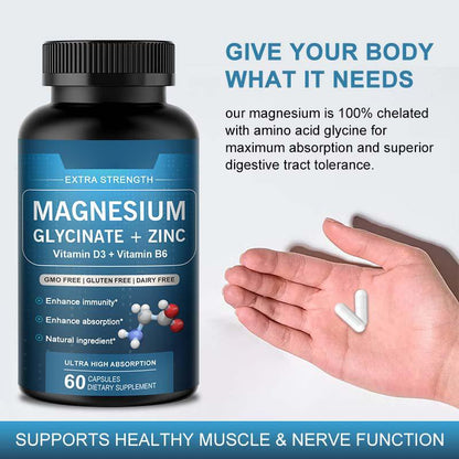 Mulittea Magnesium Glycinate Zinc Capsule Dietary Supplement 120pcs