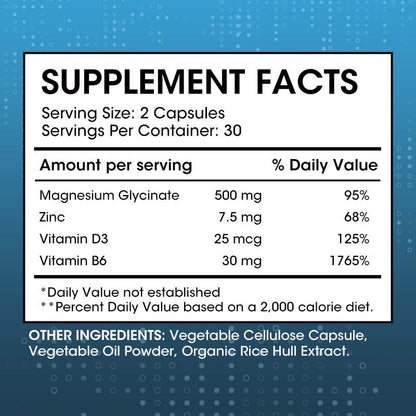 Mulittea Magnesium Glycinate Zinc Capsule Dietary Supplement 120pcs