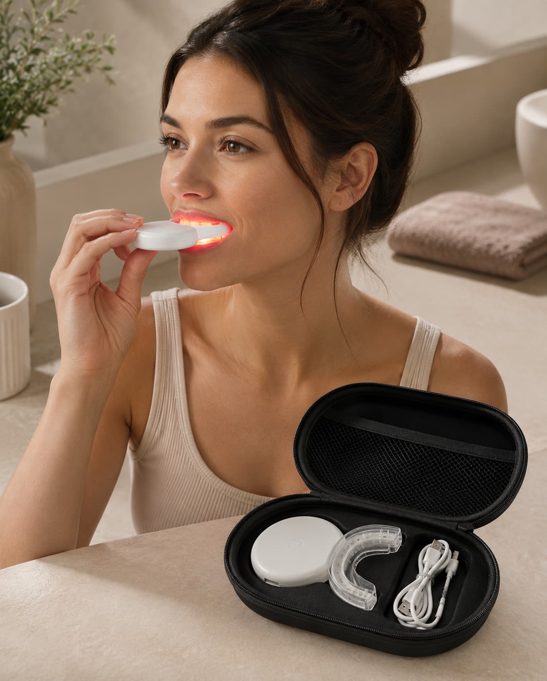 AlphaCut LED oral-care mouthpiece kit components